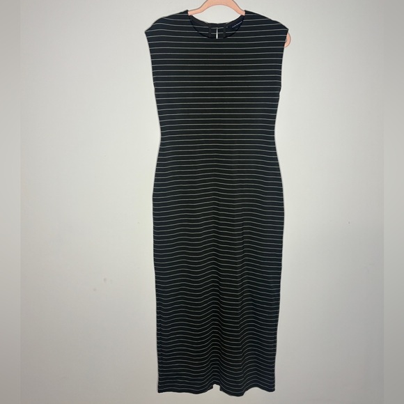 Club Monaco Ponte Knit Green White Striped Maxi Dress Like New Size 6 Women’s - Picture 2 of 6
